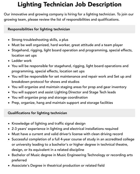 online pdf stage lighting technicians job reference PDF