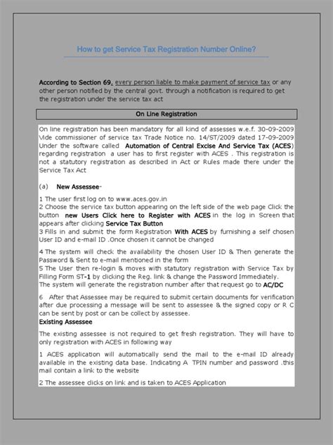 online verification of service tax registration number Doc