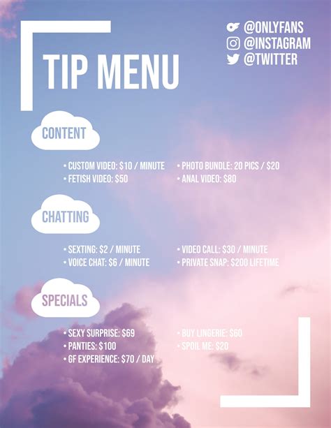 onlyfans tip menu