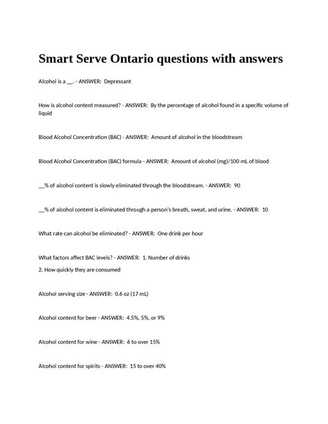 ontario smart serve quiz answers Ebook PDF