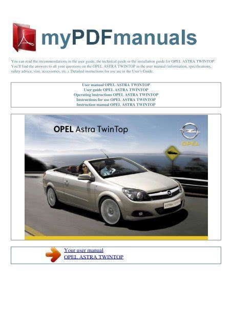 opel astra twintop user guide PDF