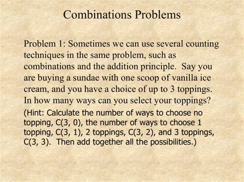 open ended combination problems PDF