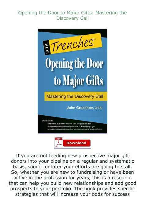 opening the door to major gifts mastering the discovery call Kindle Editon