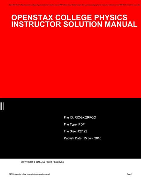 openstax college physics instructor solution manual PDF