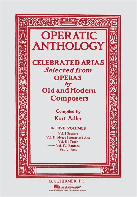 operatic anthology volume 4 baritone and piano Doc