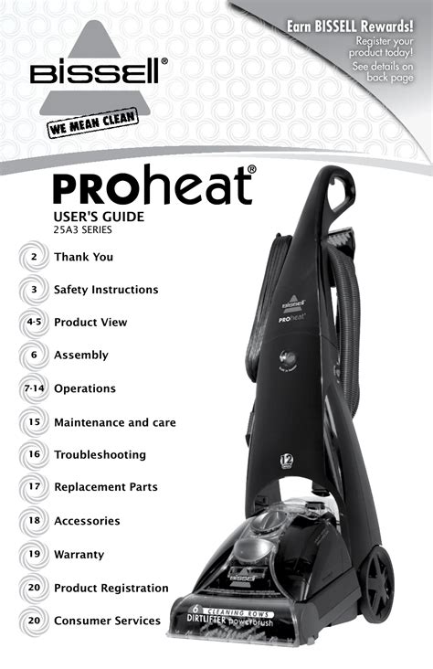 operating manual for bissell proheat carpet cleaner PDF