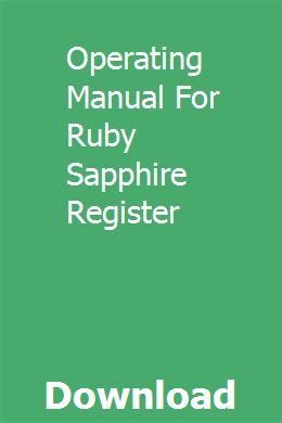 operating manual for ruby sapphire register Kindle Editon