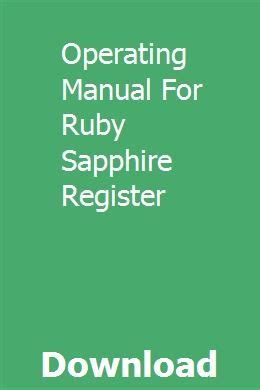 operating manual for ruby sapphire register pdf Kindle Editon