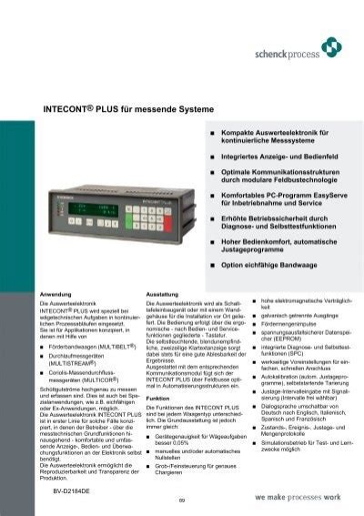 operating manual for schenck process intecont plus Reader