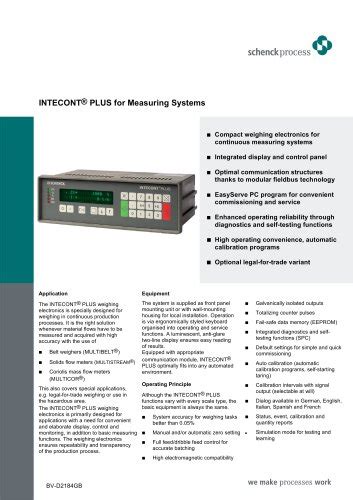 operating manual for schenck process intecont plus Reader