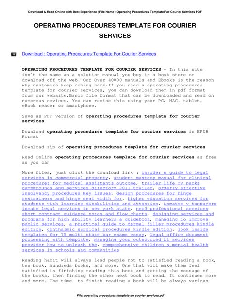 operating procedures template for courier services PDF