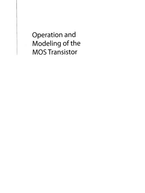 operation and modeling of the mos transistor 4th ed pdf Doc