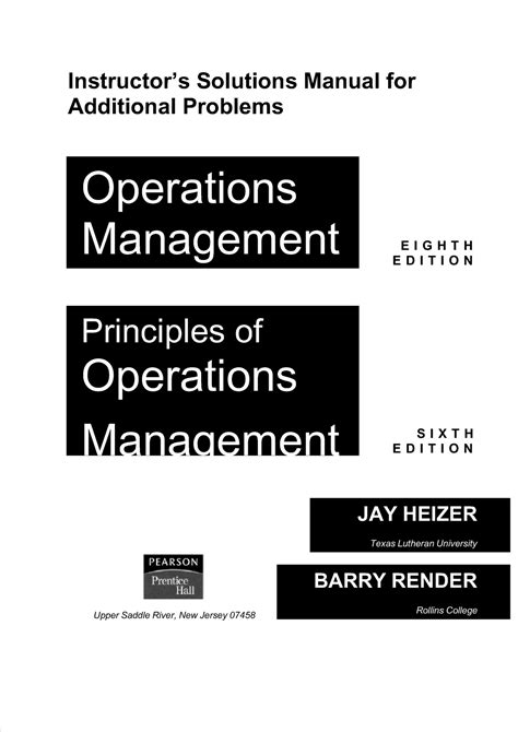 operation management 7th edition heizer solution manual Epub