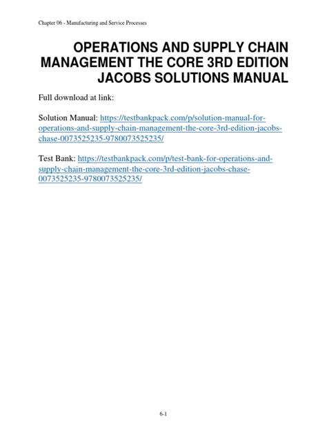 operations and supply chain management the core 3rd edition pdf Kindle Editon