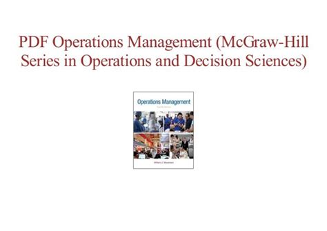 operations management mcgraw hill solutions Epub