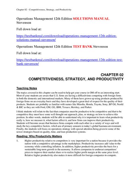 operations management stevenson 12e pdf PDF