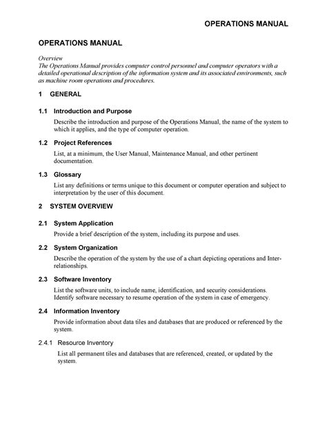 operations manual template hud u s Epub