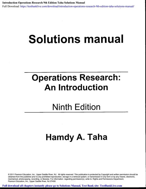 operations research hamdy taha solution manual 9th Epub
