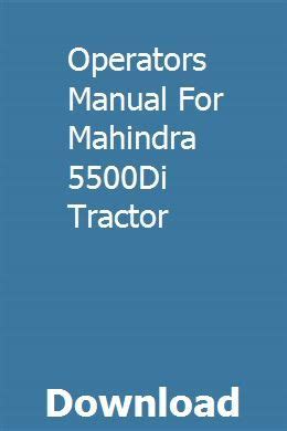 operators manual for mahindra 5500di tractor PDF