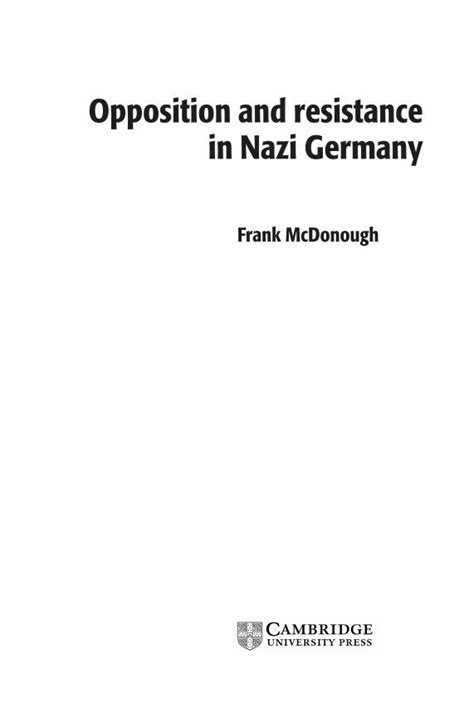 opposition and resistance in nazi PDF