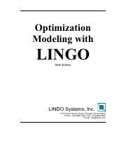 optimization modeling with lingo solution manual Ebook Kindle Editon