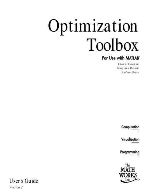 optimization toolbox 2012a user guide Reader