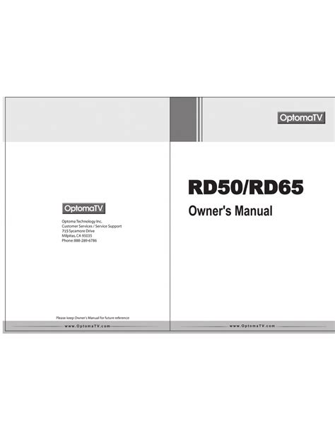optoma rd50 tvs owners manual Reader
