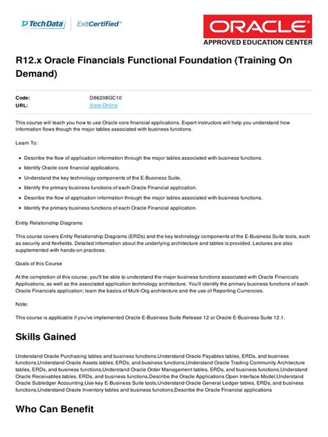 oracle financials functional foundation training documents PDF