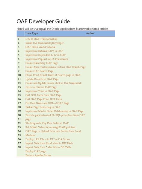 oracle oaf developer guide Doc