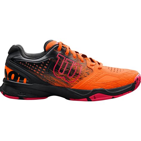 orange and black tennis shoes