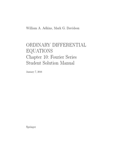 ordinary differential equations student solution manual Epub