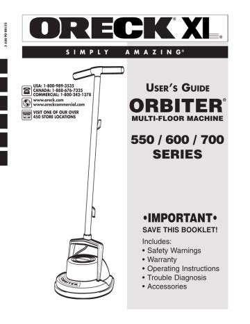 oreck 550mc operating manual PDF