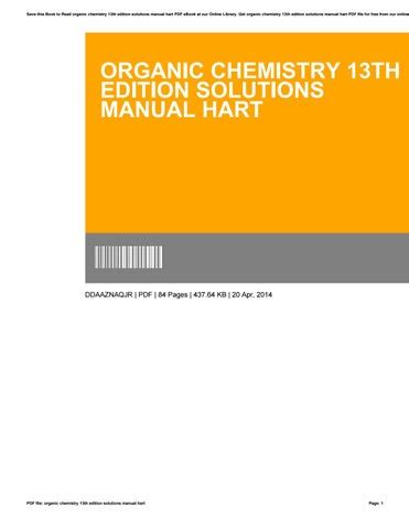organic chemistry 13th edition solutions manual hart Ebook Reader