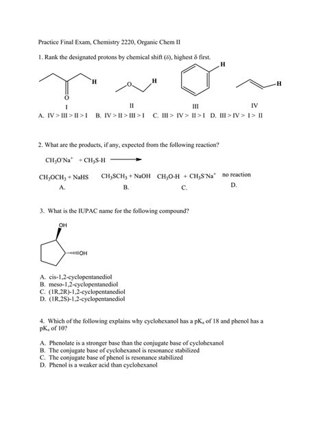 organic chemistry 2 final exam answers Doc