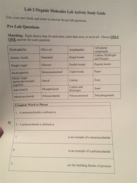 organic molecules lab answers Epub