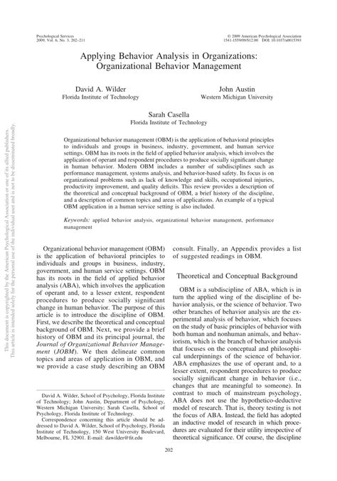 organizational behavior analysis paper Epub