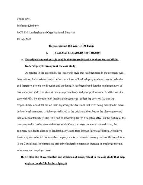 organizational behavior case studies with answers Epub