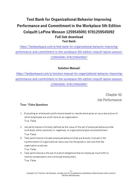 organizational behavior colquitt test questions Epub