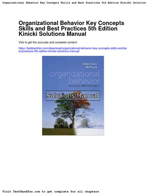 organizational behavior key concepts skills and best practices 5th edition PDF