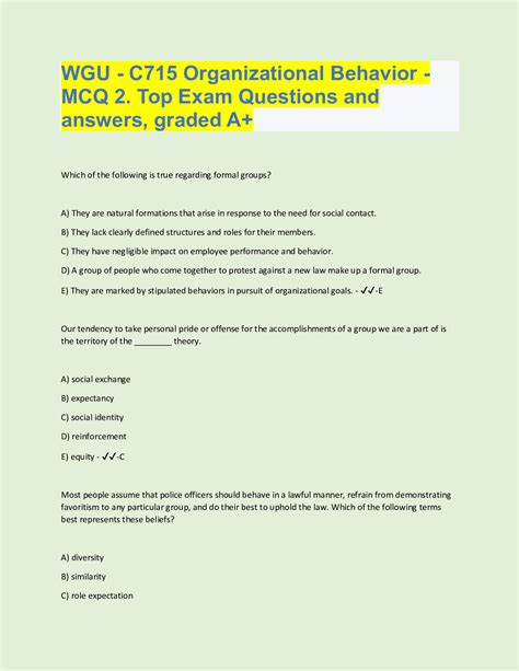 organizational behavior questions and answers Doc