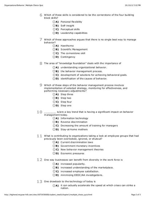 organizational behavior robbins multiple choice questions Doc