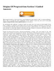origins of progressivism guided answers Reader