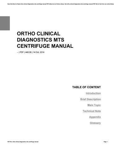 ortho mts centrifuge manualmanual tips Ebook Epub