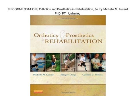 orthotics and prosthetics in rehabilitation 3e Epub