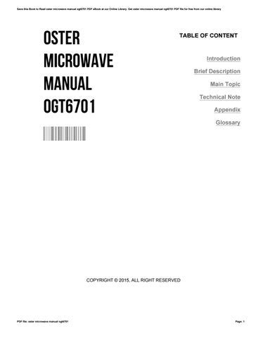 oster microwave manual ogt6701 Kindle Editon