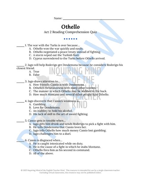 othello act 2 answers Doc