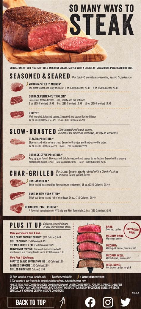 outback restaurant menu prices