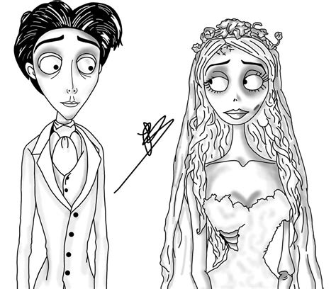 outline corpse bride drawing