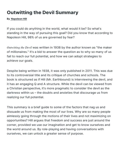 outwitting the devil pdf free Reader