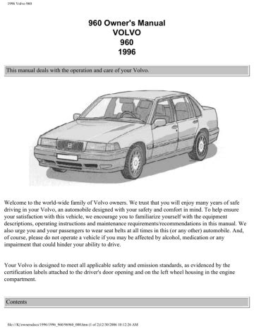 owner manual volvo 960 Epub